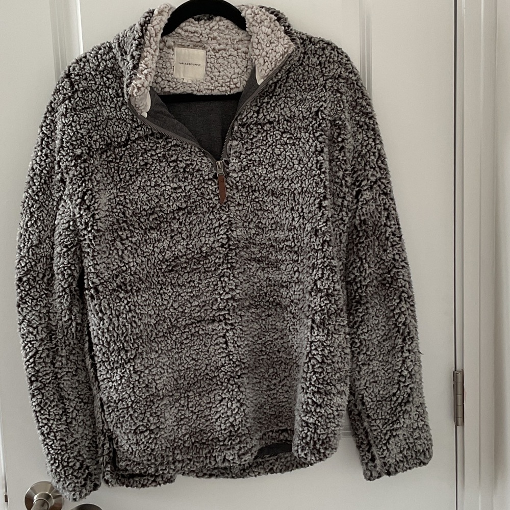 Thread & Supply Gray and Cream Sherpa Jacket